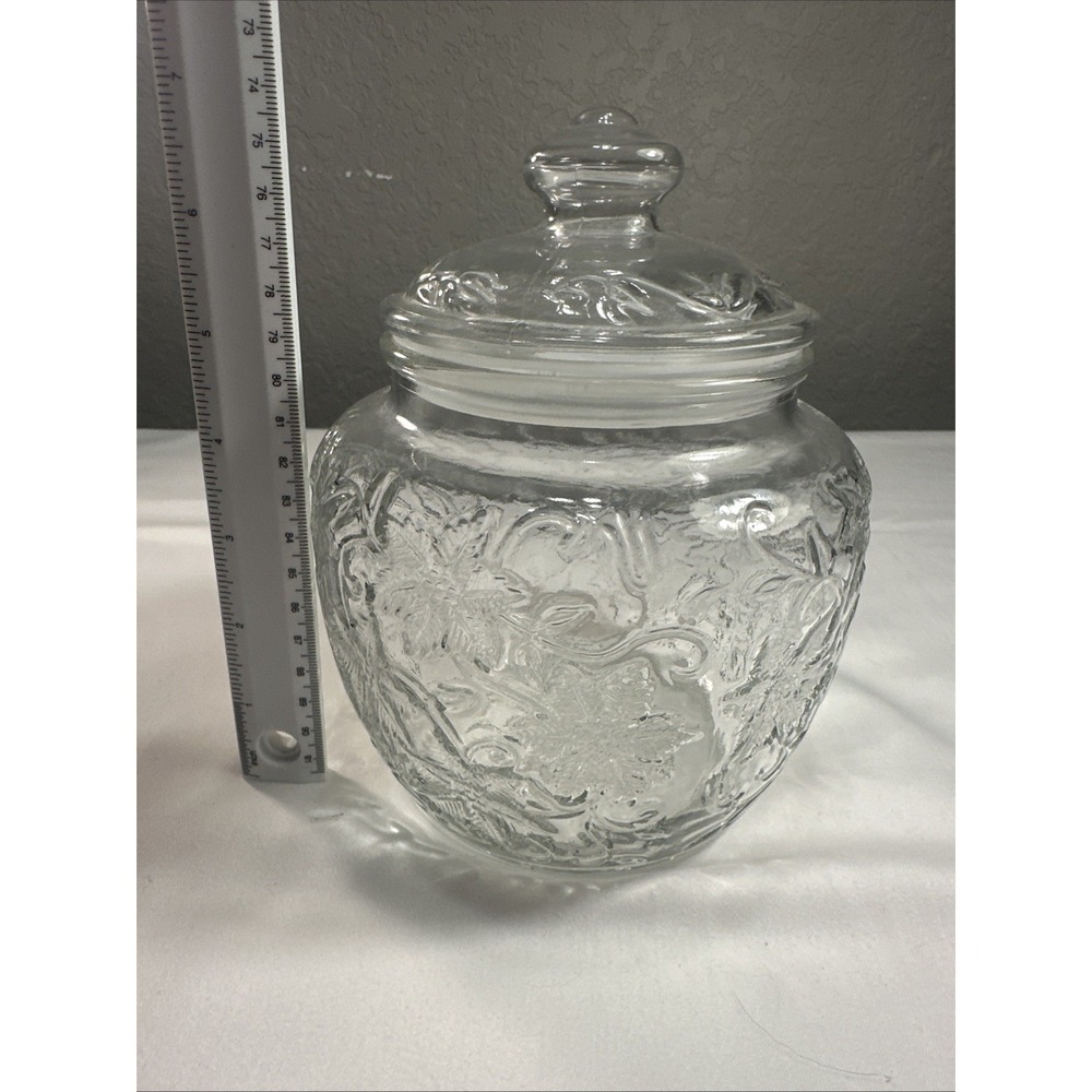 Vintage Princess House Glass Poinsettia "Fantasia" Canister Christmas Floral - Picture 8 of 8